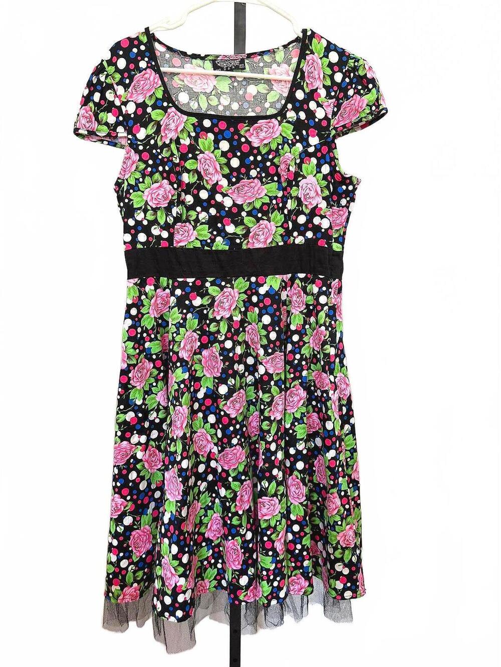 Hearts & Roses London Hearts Pink Bloom Swing Dress Floral Size 10
